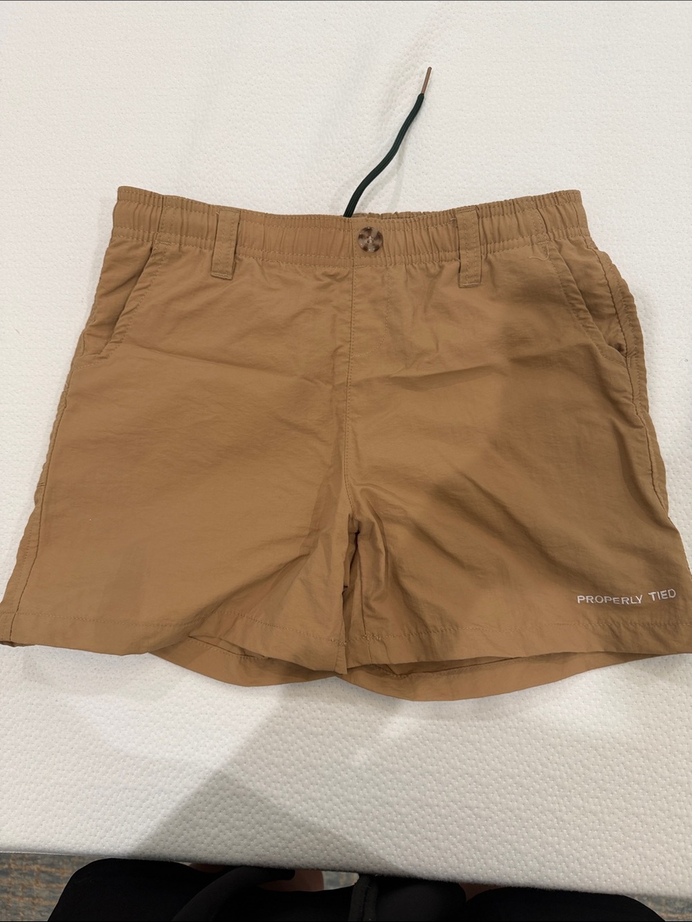 Properly tied youth Med Tan Drawstring Shorts EUC